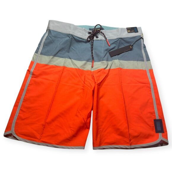 Depactus Head High Board Shorts Waist 34” Multi Color 4 Way Stretch Beach Wear - Picture 1 of 7